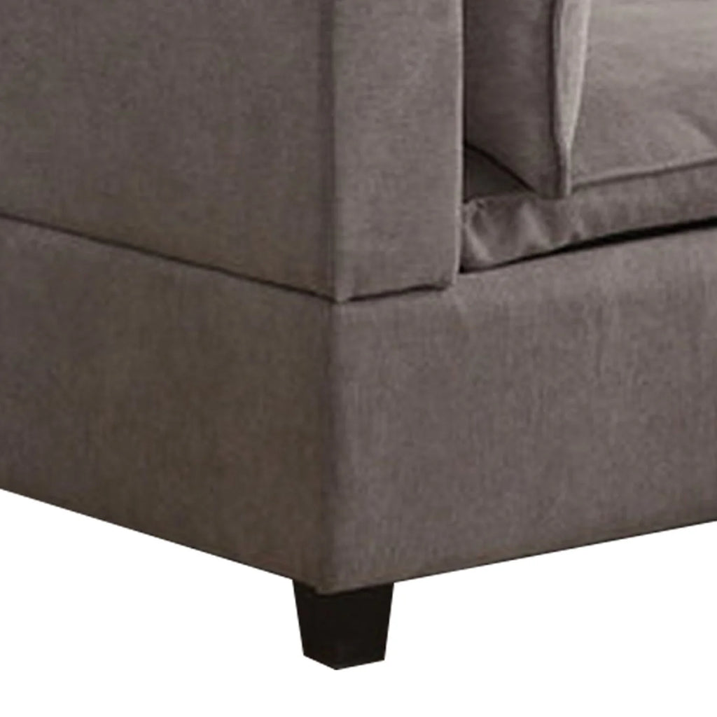 84 Inch Gray Fabric Sectional Arm Loveseat And Ottoman Set L402159