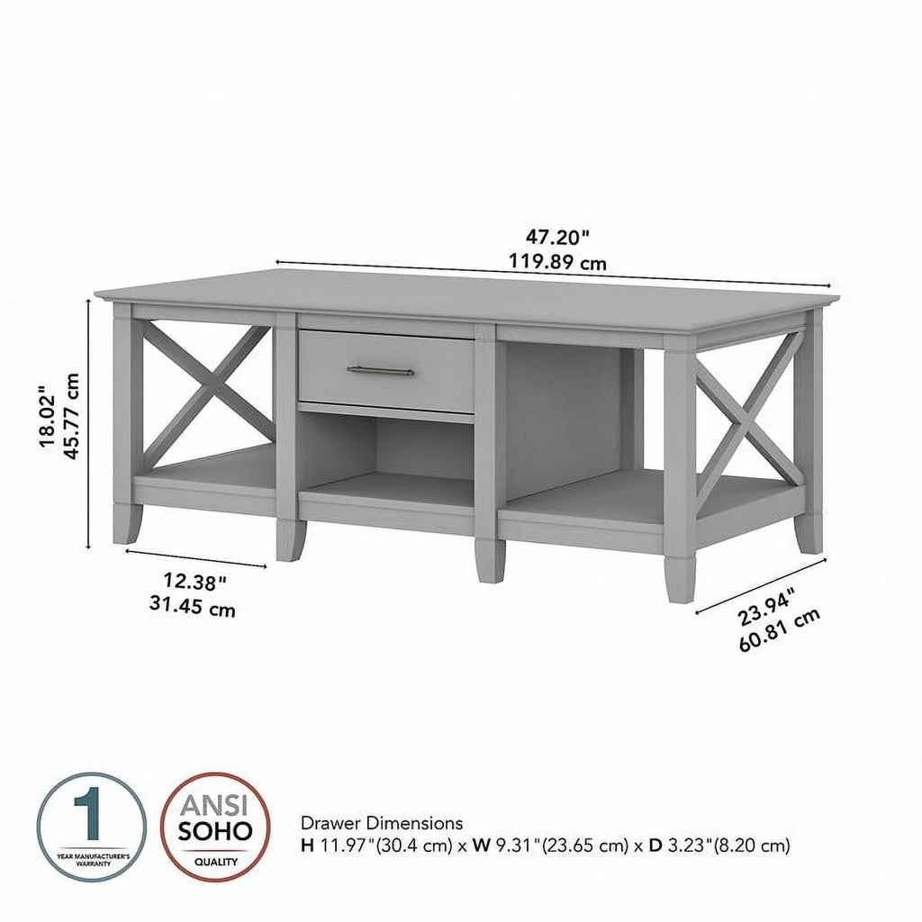 Modern Engineered Wood Coffee Table with Storage in Gray L465