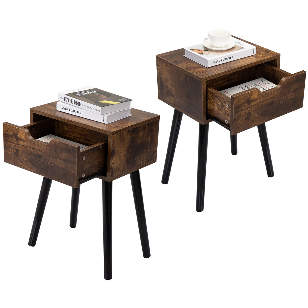 Set of 2 Nightstand Bedside Table with Drawer Storage I1233