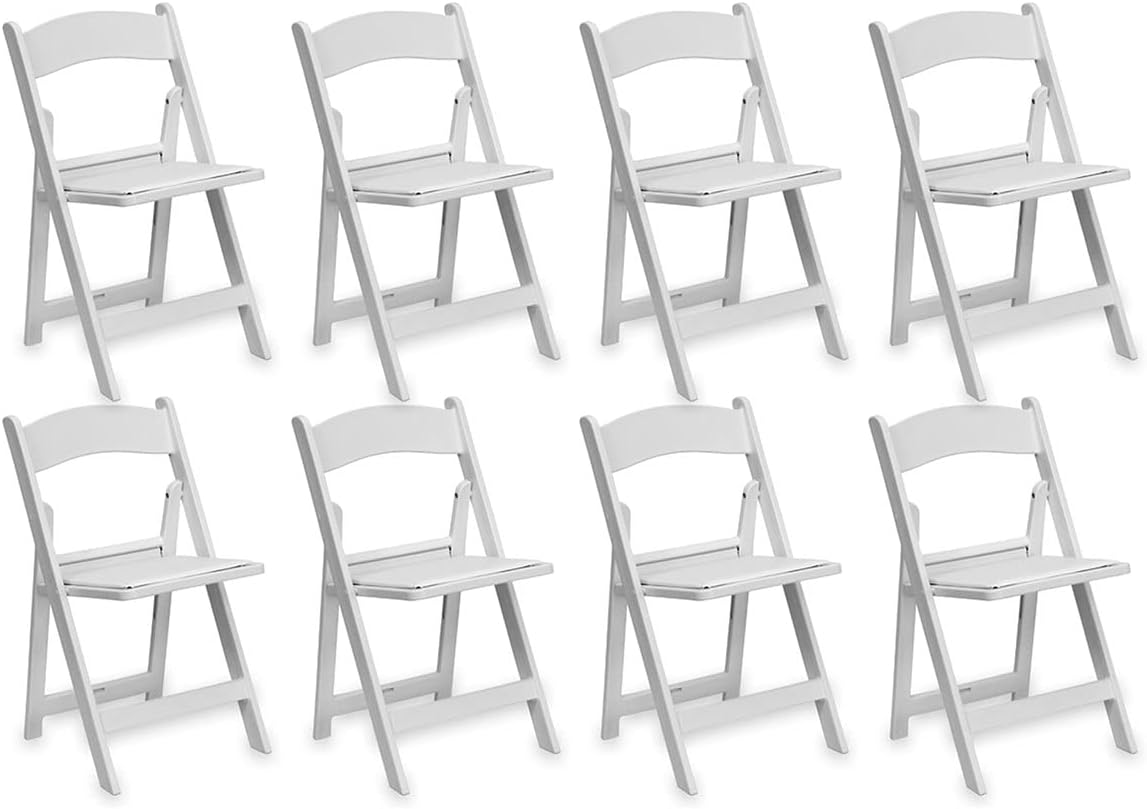 White Resin Stackable Folding Chairs 8 Pack A80942