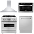 30 in. Gas Range, Range Hood, Microwave Drawer, Dishwasher P378900