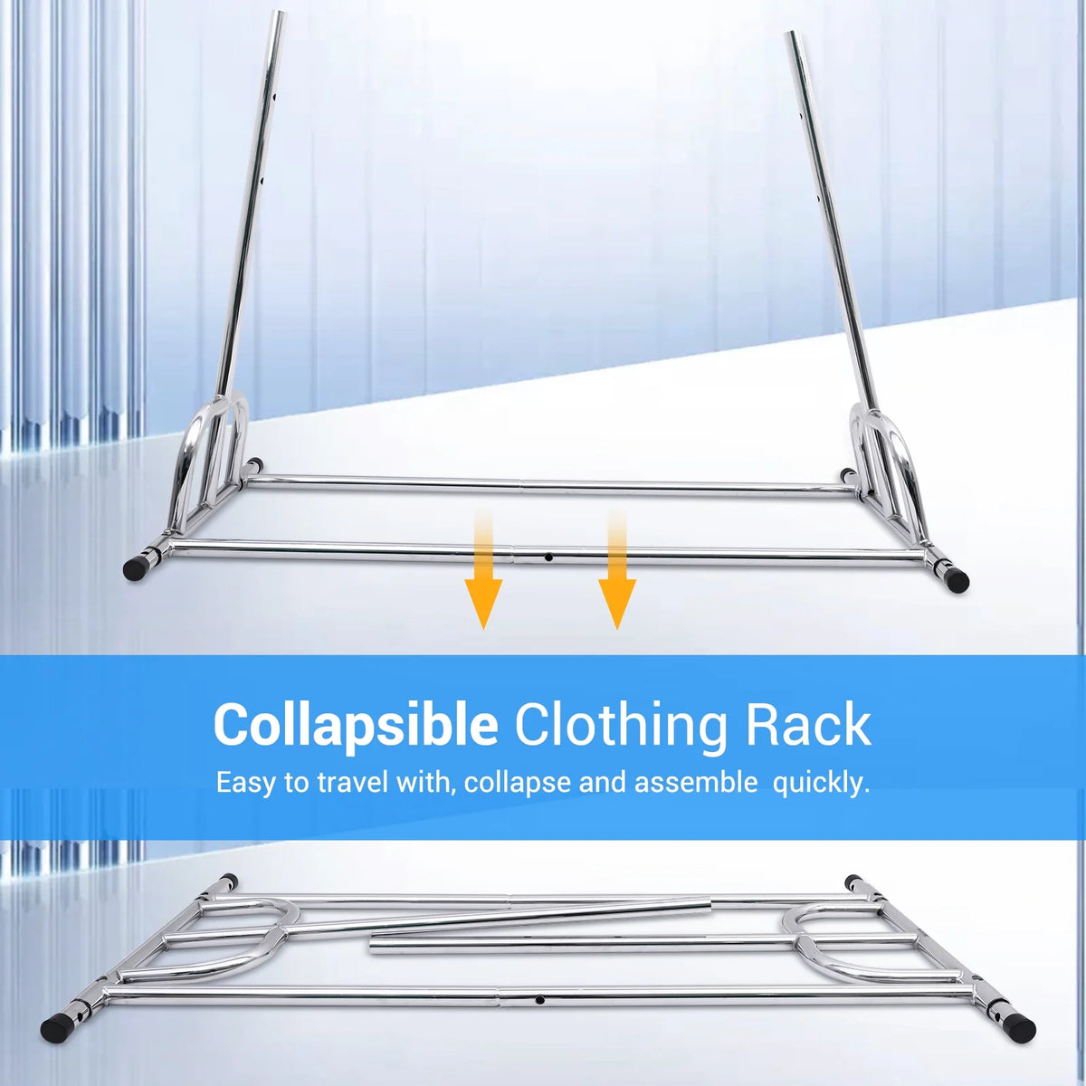 Heavy Duty Metal Clothes Rack with Wheels & Shelves B2765