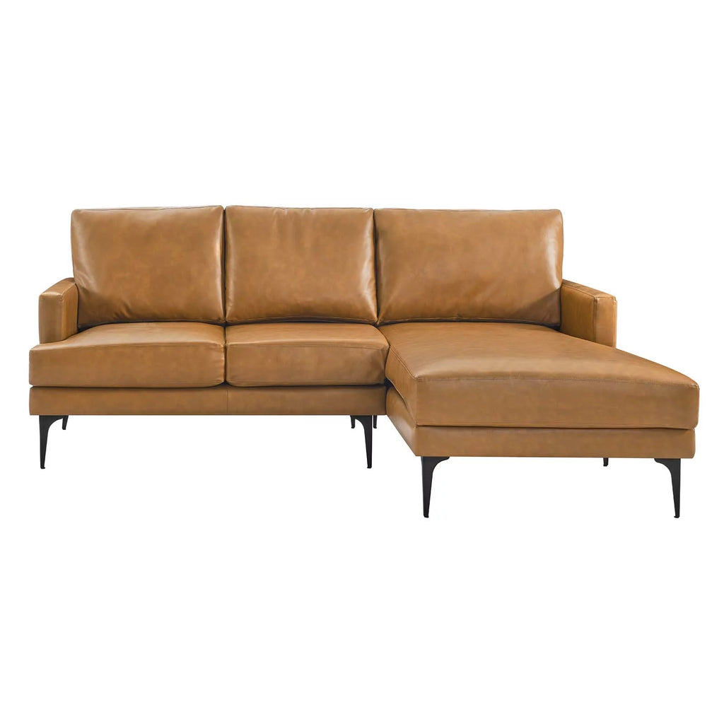 Tan Vegan Leather Right-Facing Sectional Sofa P42168