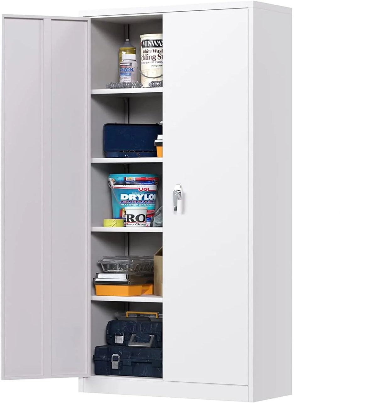 Black Metal Storage Cabinet with Locking Doors and Adjustable Shelves Q989