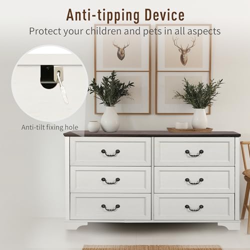 Farmhouse 6 Drawer Wood Dresser D83805