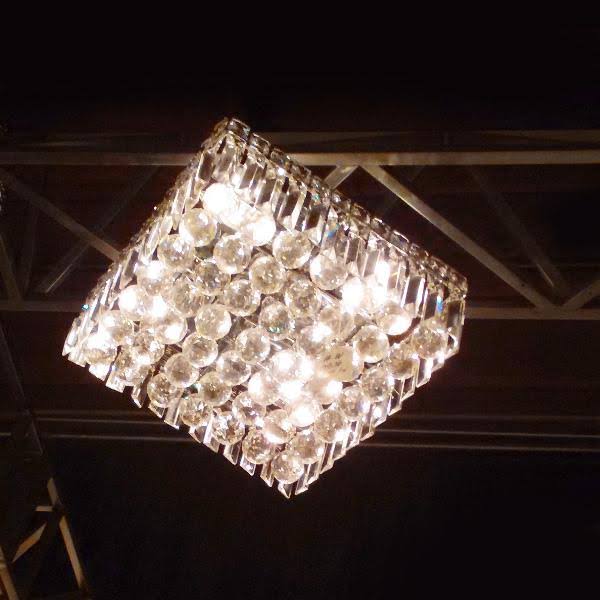 4 Light Chrome and Clear Crystal Flush Mount Ceiling Light E903096