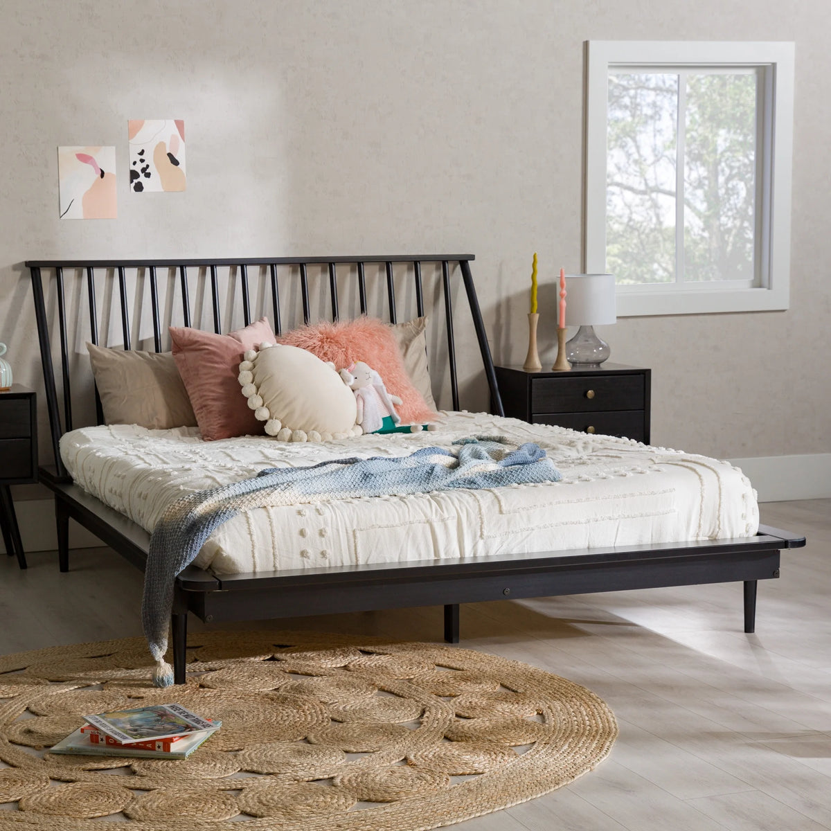 Queen Size Solid Wood Platform Bed X243