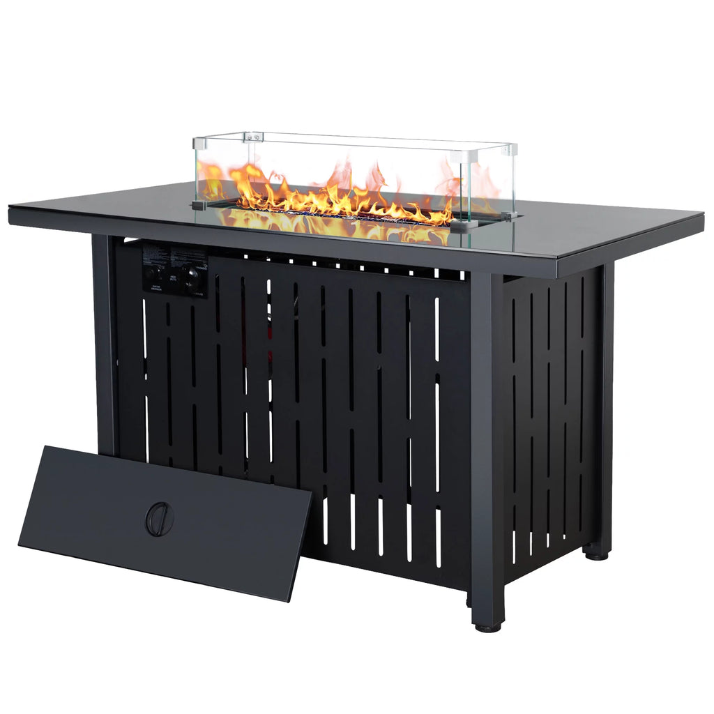 Propane Fire Pit with Wind Guard, 50,000 BTU Auto-Ignition Fire Pit Table S23899