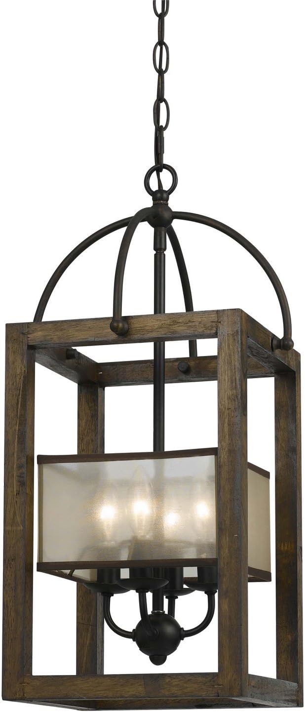 4 Light Wood Metal Chandelier W1988
