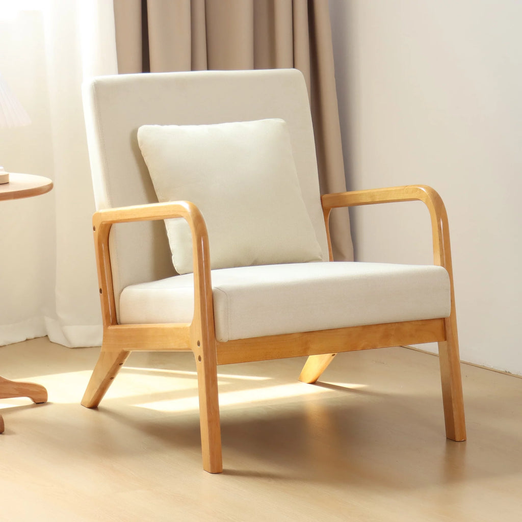 Mid Century Modern Linen Upholstered Accent Chair H365