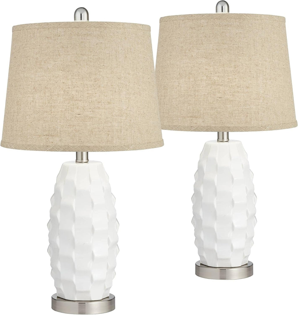 White Ceramic LED Table Lamps Set of 2 B69633