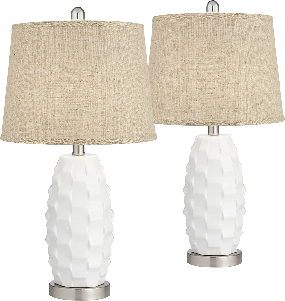 White Ceramic LED Table Lamps Set of 2 B69633