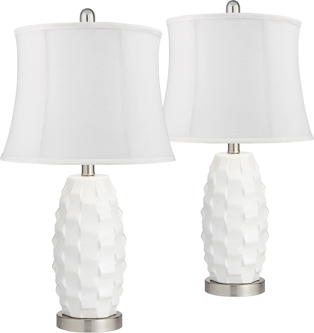 White Ceramic LED Table Lamps Set of 2 B69633