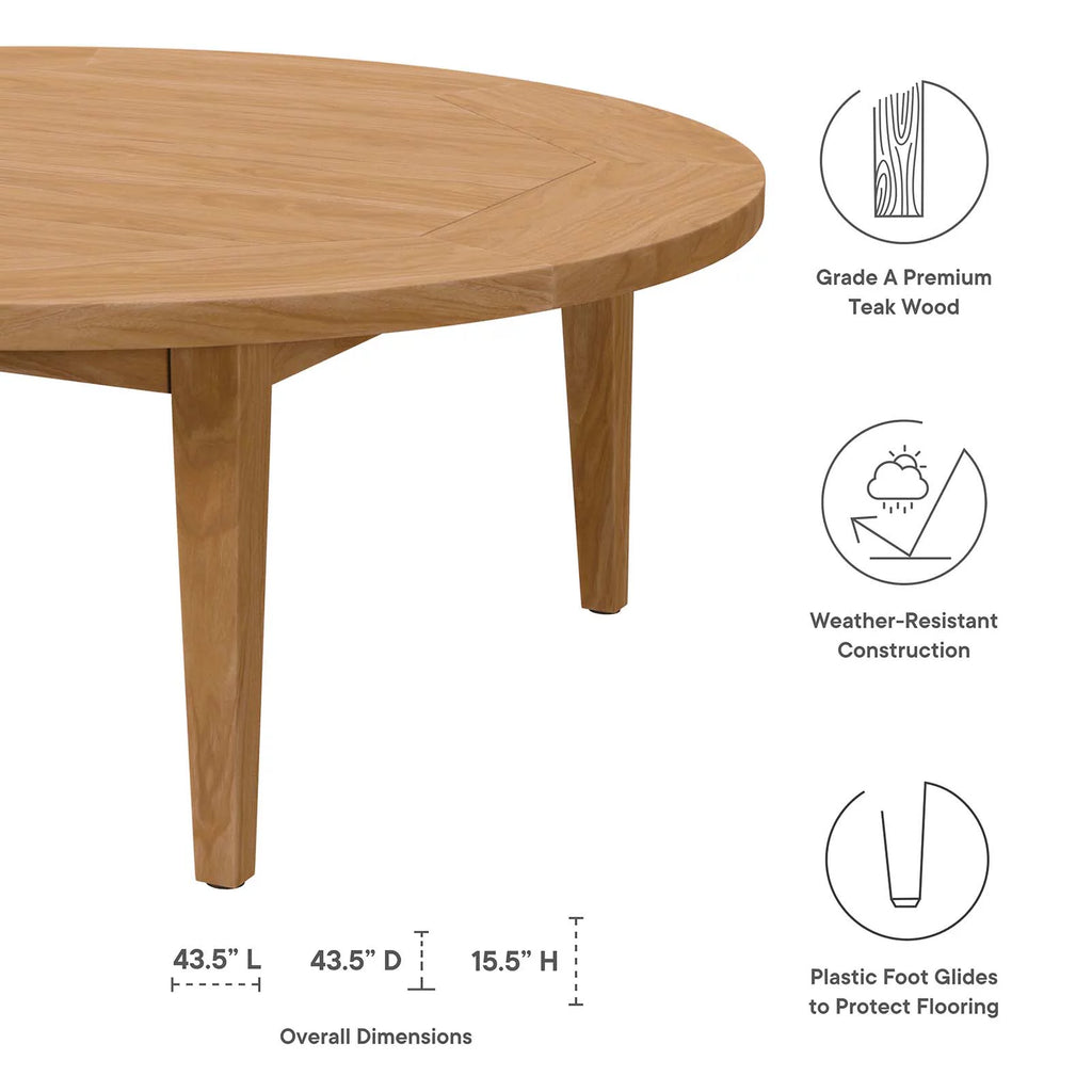 Round Teak Wood Coffee Table J103441