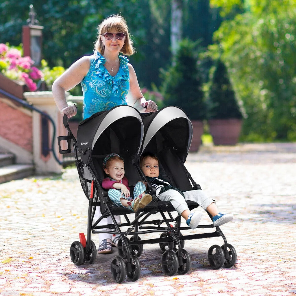 Foldable Twin Double Stroller Black Z2287
