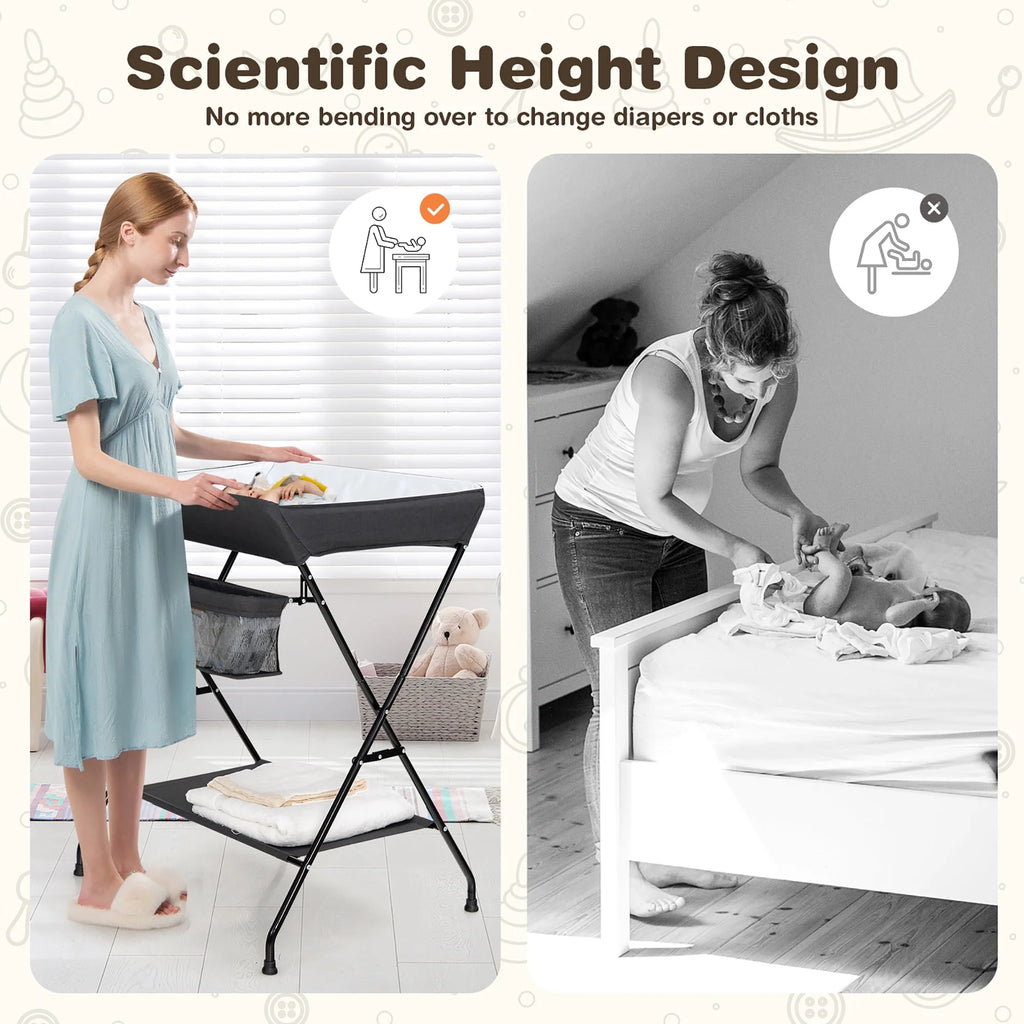 Folding Baby Changing Table with Storage Black B534197