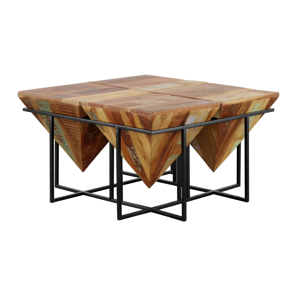Reclaimed Wood & Iron Square Cocktail Table S55078