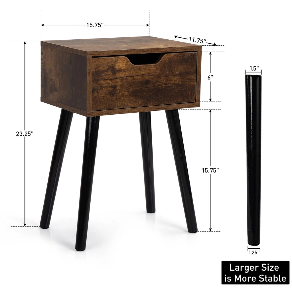 Set of 2 Nightstand Bedside Table with Drawer Storage I1233