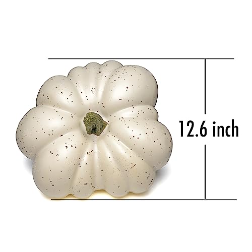 Large Artificial Pumpkin 12.6inch White Speckles L77566