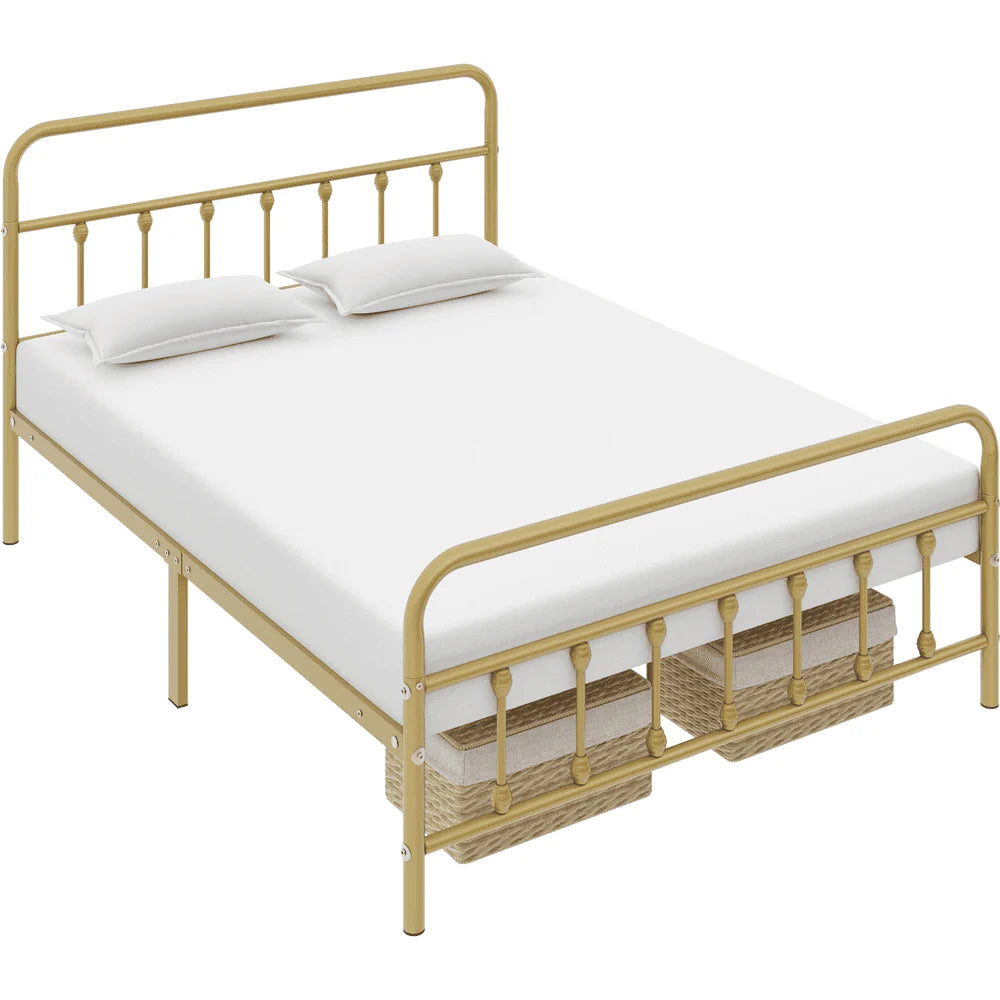 Metal Platform Queen Bed with High Headboard, Black N733183