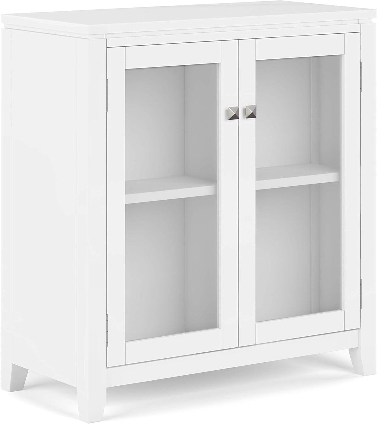 Farmhouse Brown 30 inch Wide Low Storage Cabinet with 2 Tempered Glass Doors R676
