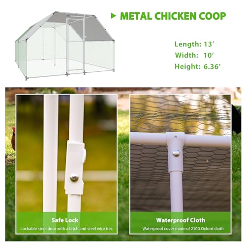 Large Metal Walk-in Chicken Coop with Anti-UV Cover I575