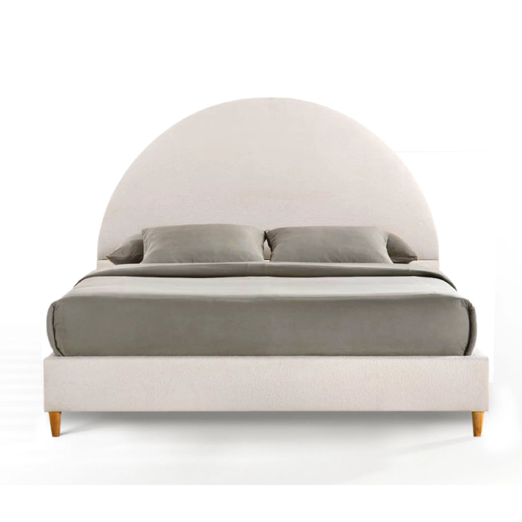 Queen Boucle Arched Headboard Platform Bed Q273