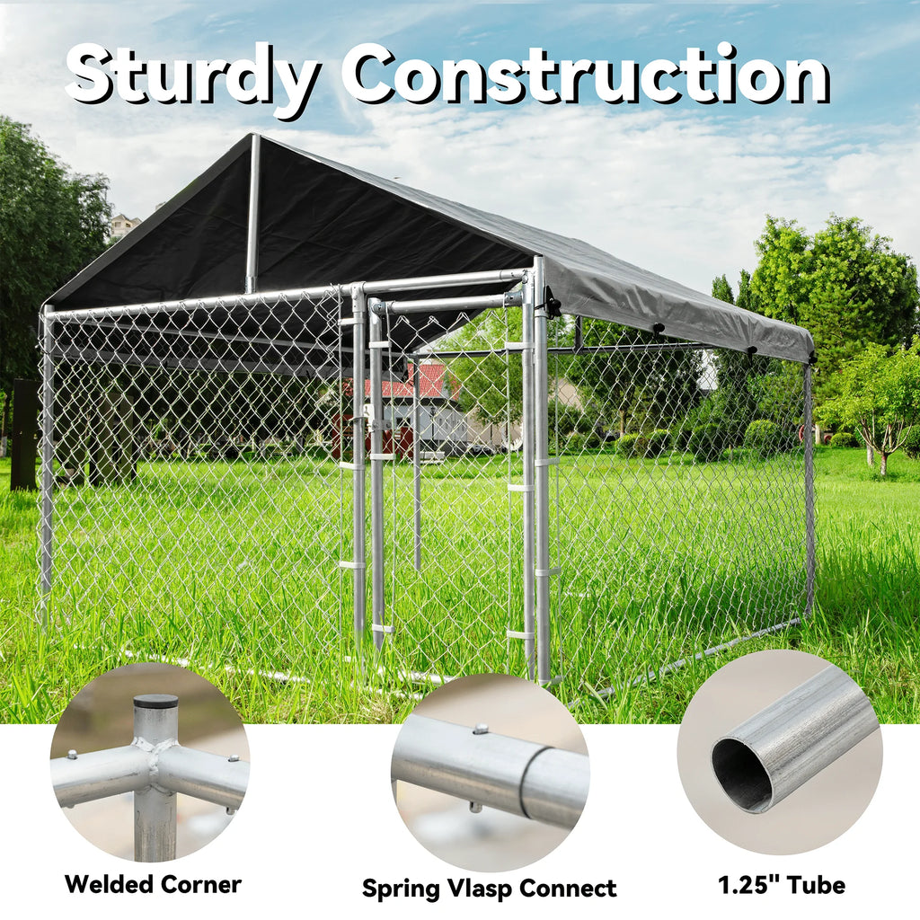 Large Outdoor Dog Kennel with Waterproof Cover and Lock U8587