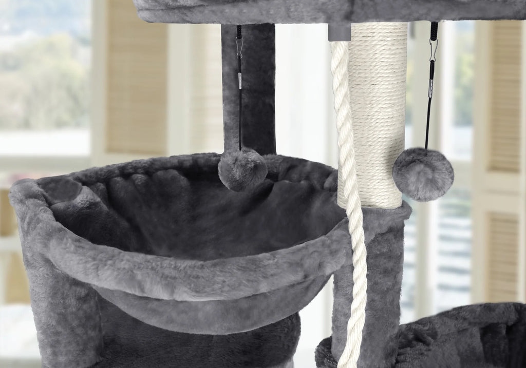 Grey Cat Tree with Scratching Posts and Hammocks E3617