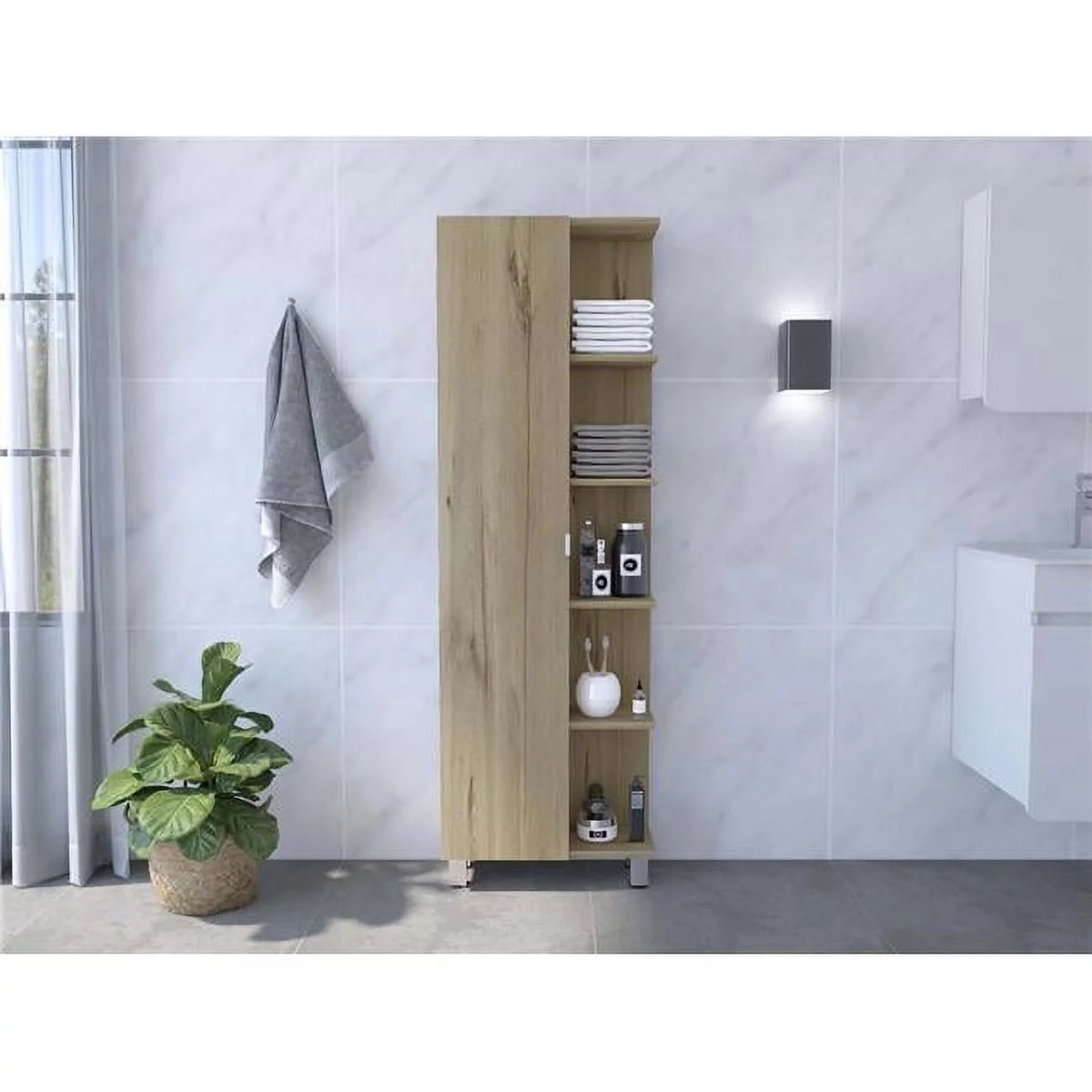 Light Oak Single Door Cabinet S506795