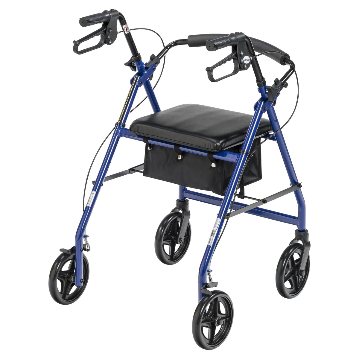 Blue Aluminum Rollator Rolling Walker with Padded Seat D392