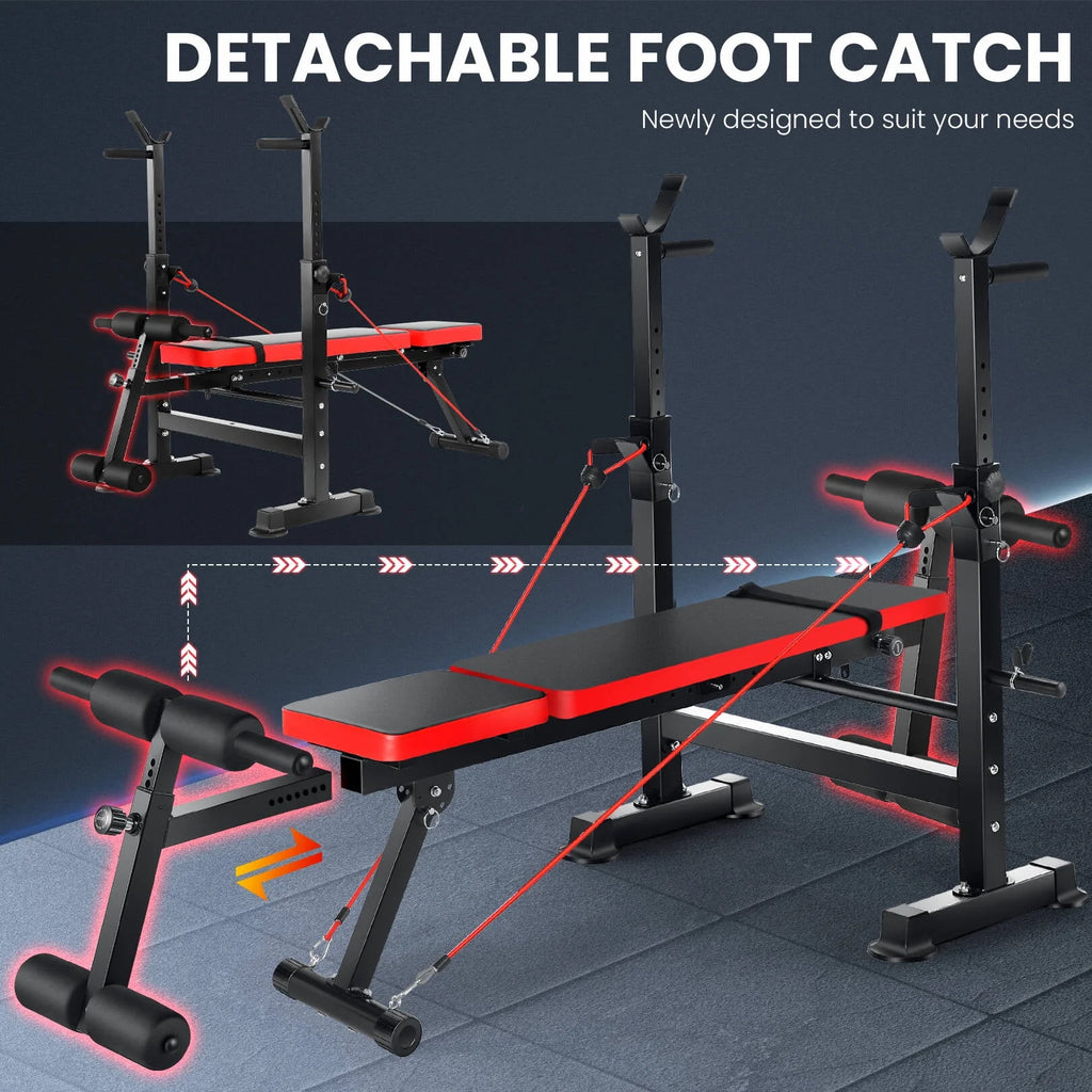Adjustable Weight Bench Set with Barbell Rack W30780