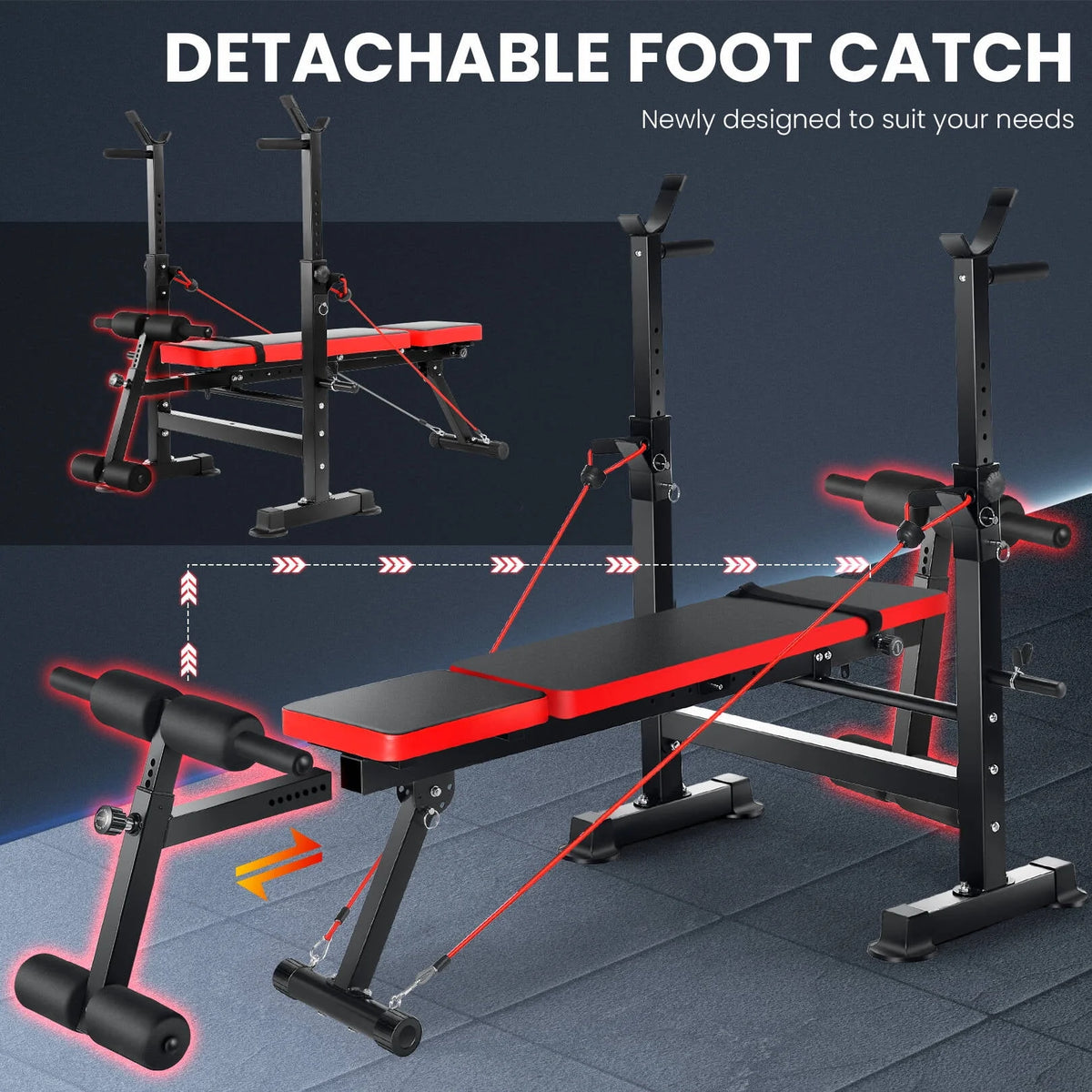 Adjustable Weight Bench Set with Barbell Rack W30780