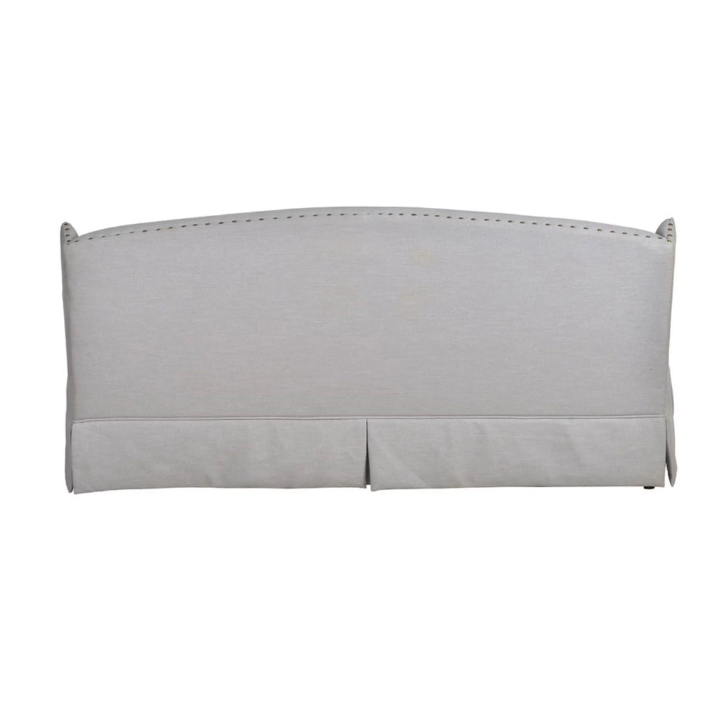 Gray Polyester Upholstered Wooden Sofa with Nailhead Trim B29823