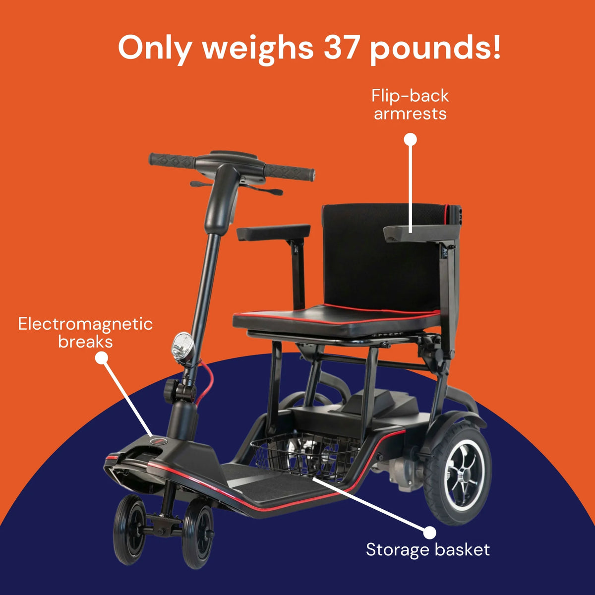 Foldable Electric Wheelchair Scooter 37 lbs A91306