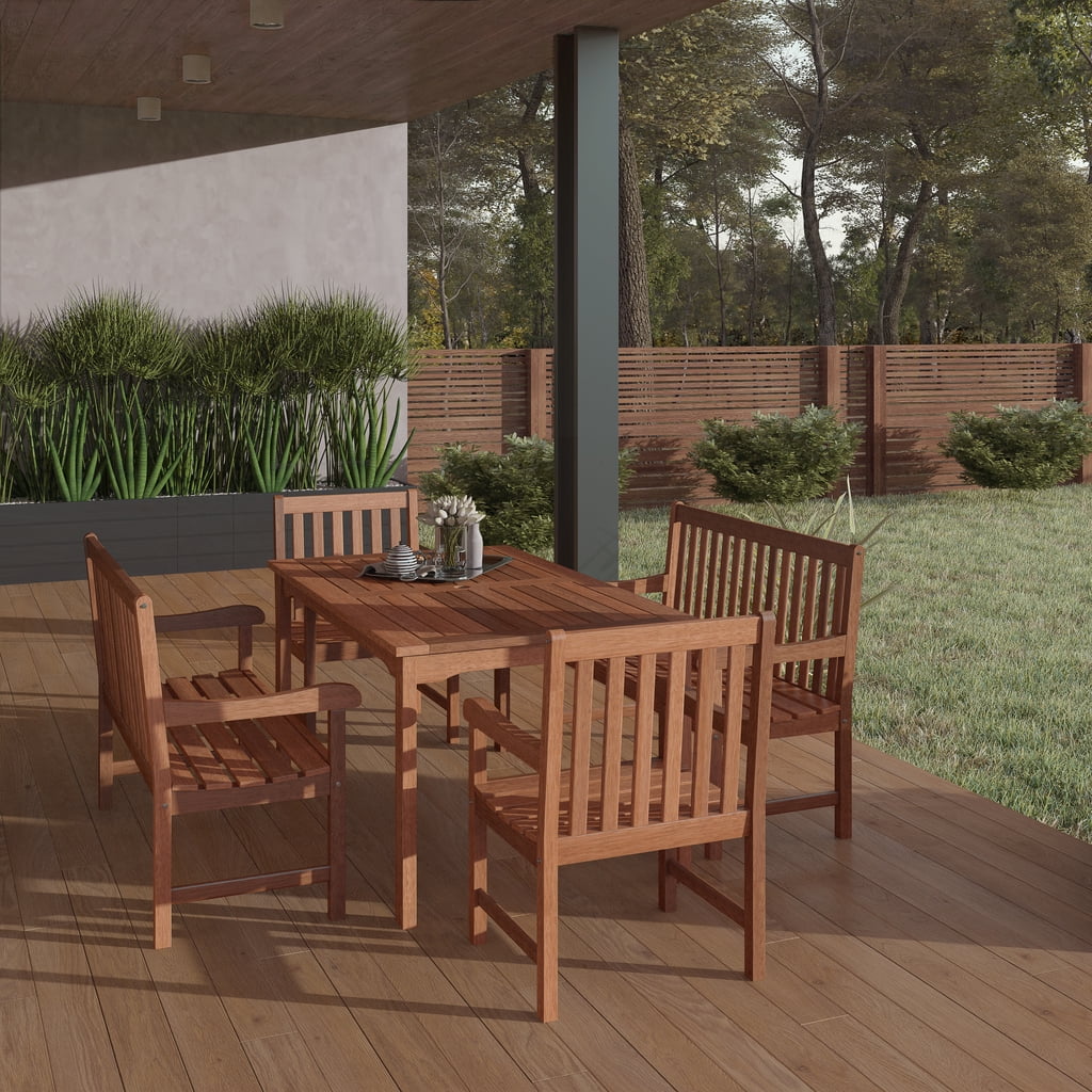 Solid Wood Rectangular Patio Dining Set Y860167