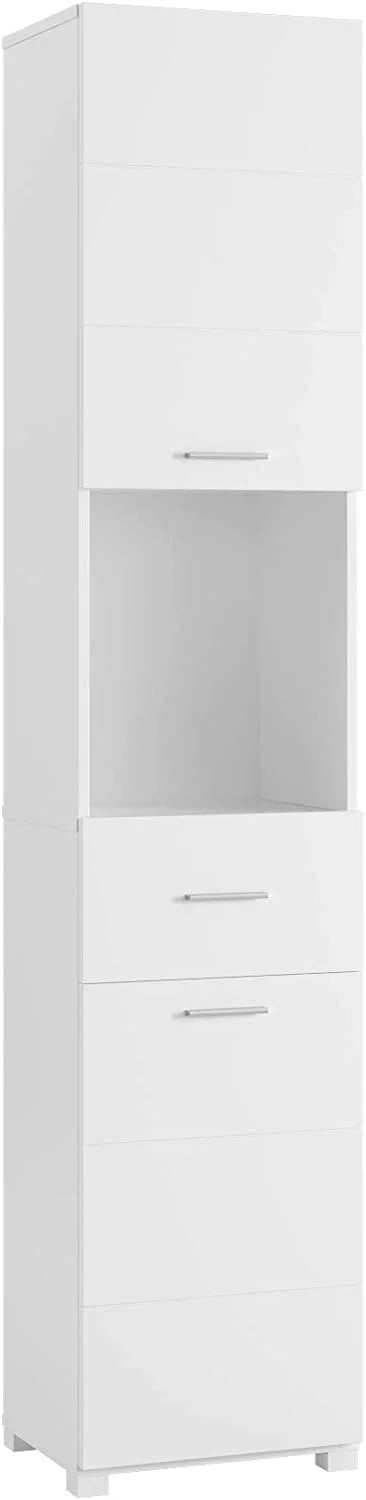 White Wood Cabinet with Doors and Shelves A774035