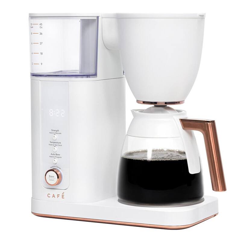 Matte White 10 Cup Drip Coffee Maker with Glass Carafe D104