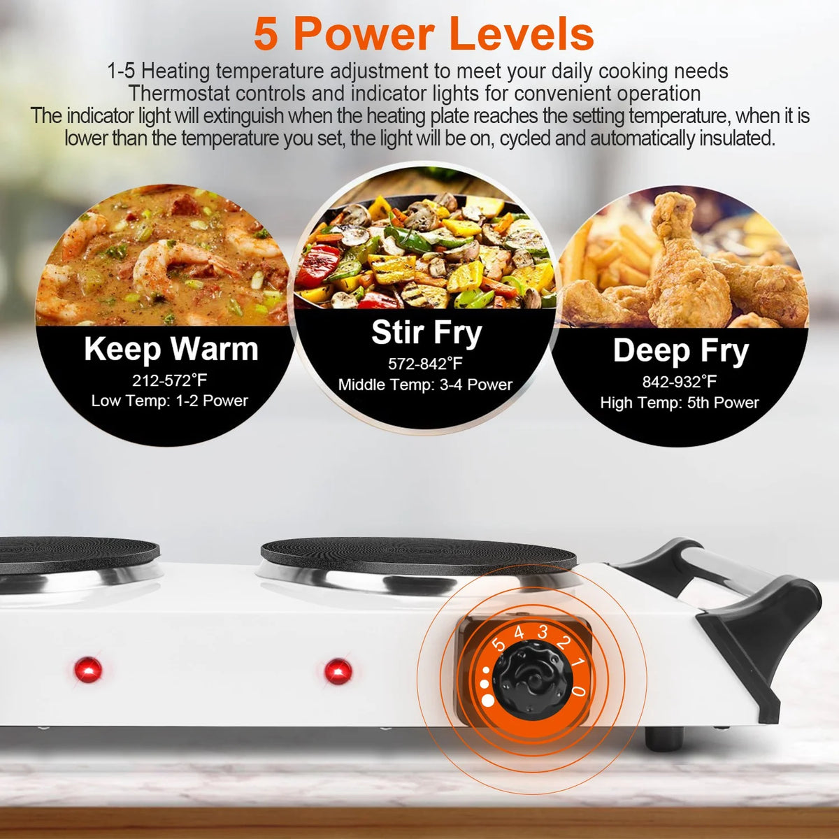 Portable Coil Heating Double/Single Burners Stove 2000W T817185