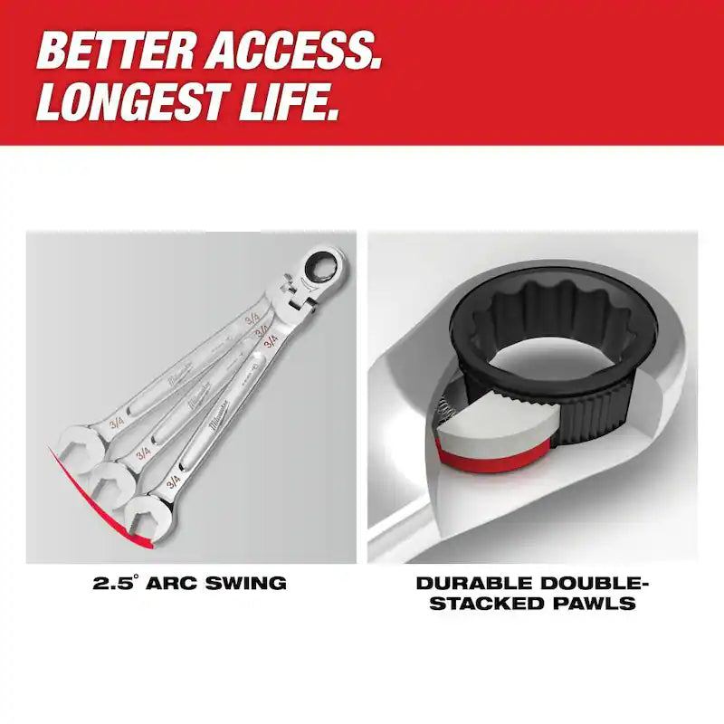 7-Piece Flex-Head Ratcheting Combination Wrench Set Metric F226