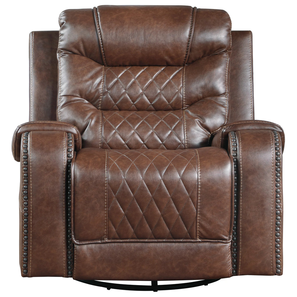 Brown Microfiber Swivel Glider Recliner R77515