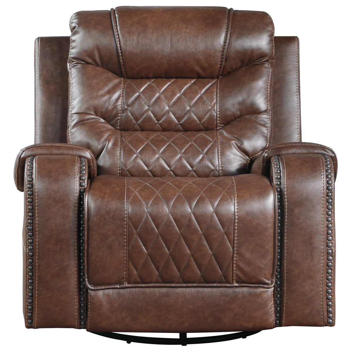 Brown Microfiber Swivel Glider Recliner R77515