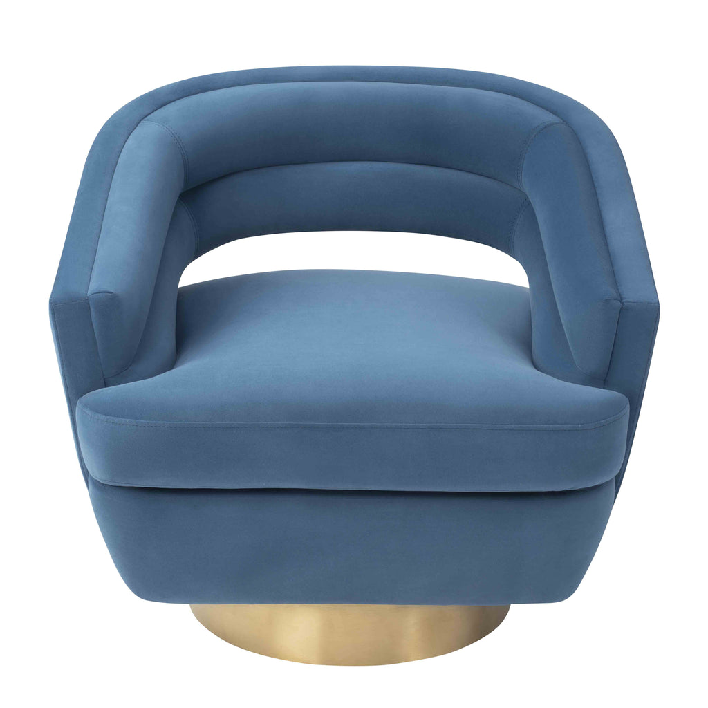 Velvet Upholstered Swivel Accent Chair with Gold Base I583