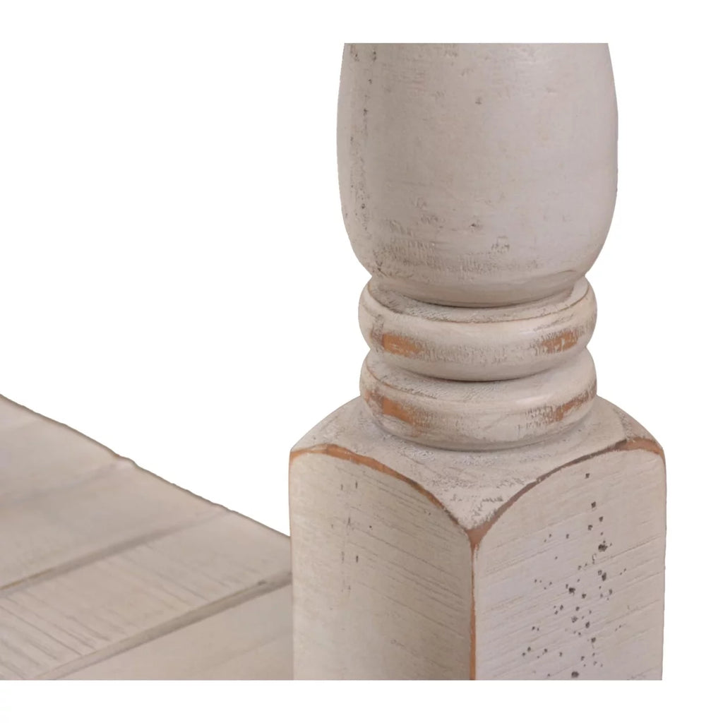 Cottage White and Brown Rectangular Wood End Table G69661