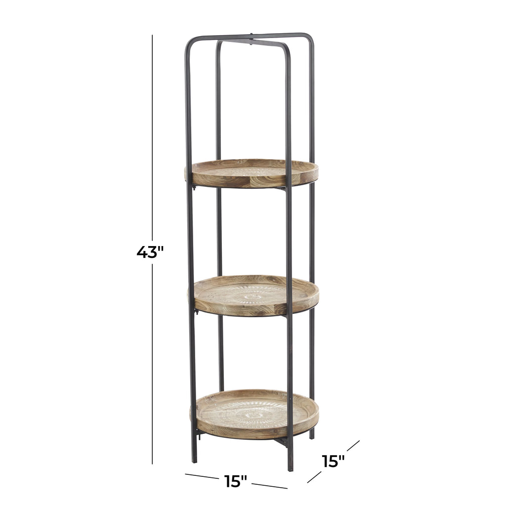 Brown Wood 3-Tier Shelving Unit V514525