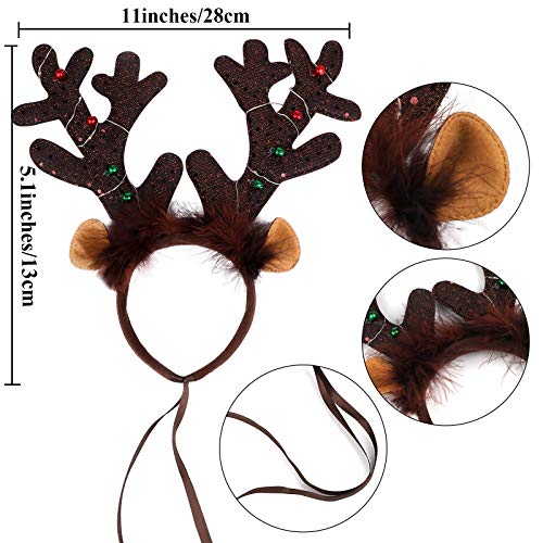 2 Pack Light Up Christmas Reindeer Headbands E873