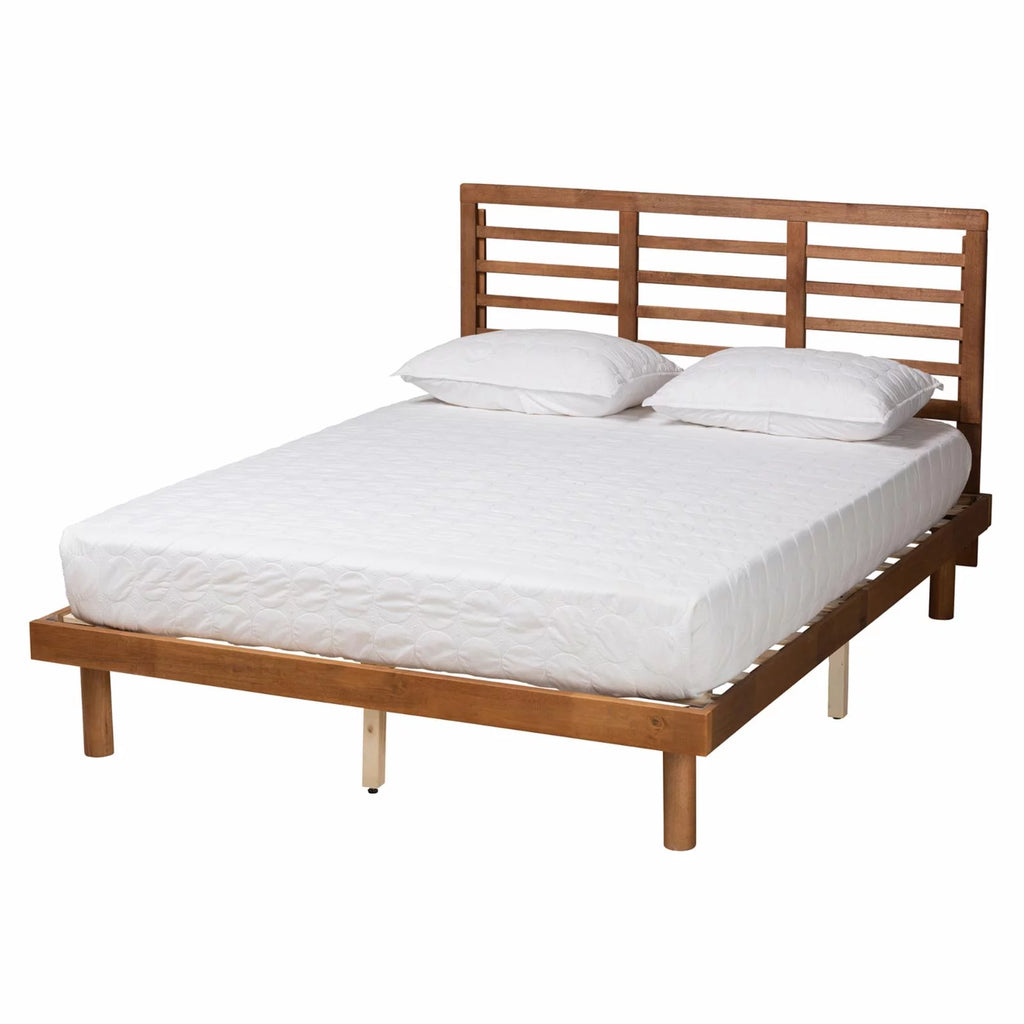 Ash Walnut Finished Wood King Size Platform Bed Z5361