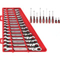 25-Piece Flex-Head Ratcheting Combination Wrench Set SAE with Screwdriver Set K694