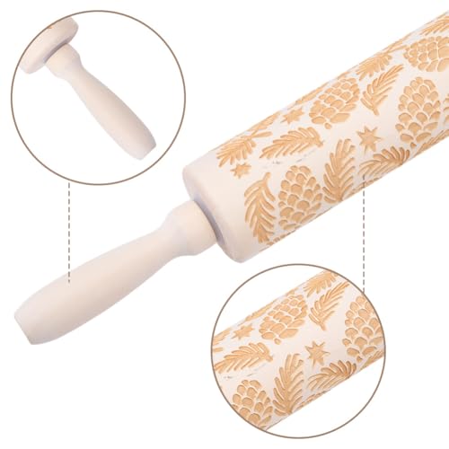 Embossed Wooden Rolling Pin 35cm X175061