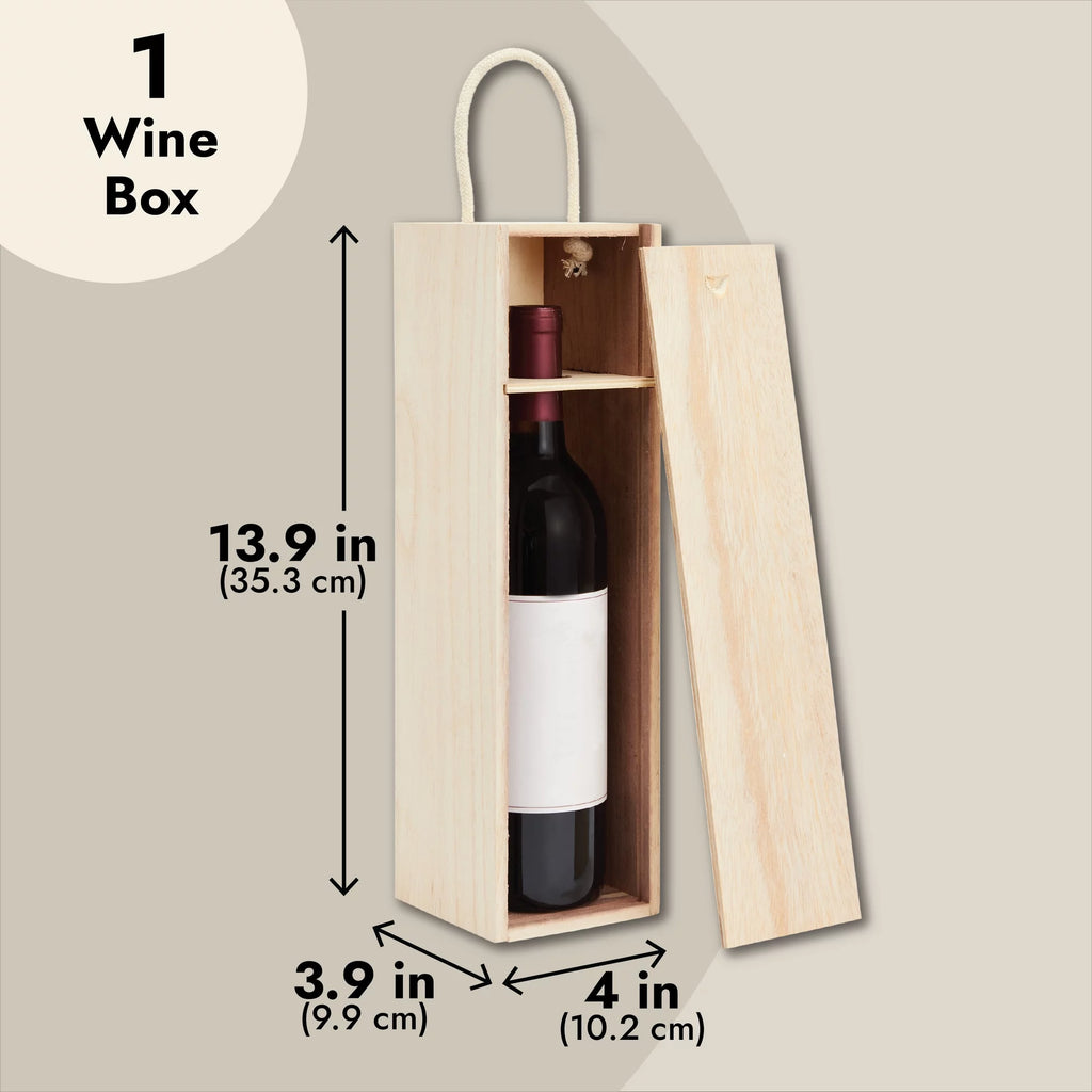 2 Pack Unfinished Wooden Wine Boxes with Handles R5733